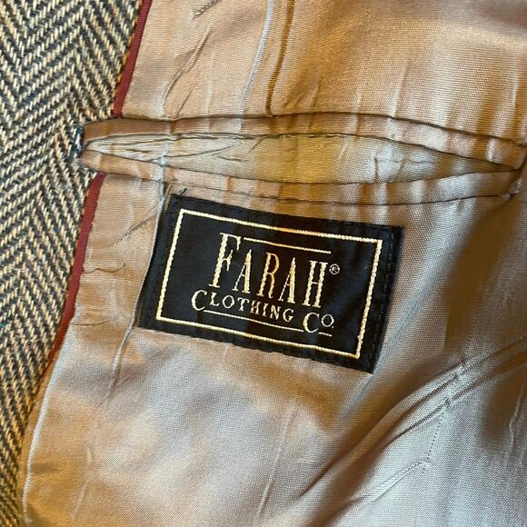 Farah Clothing Co Men's Brown Tweed Wool Elbow Patch Blazer Size 44R Academia - Picture 3 of 16